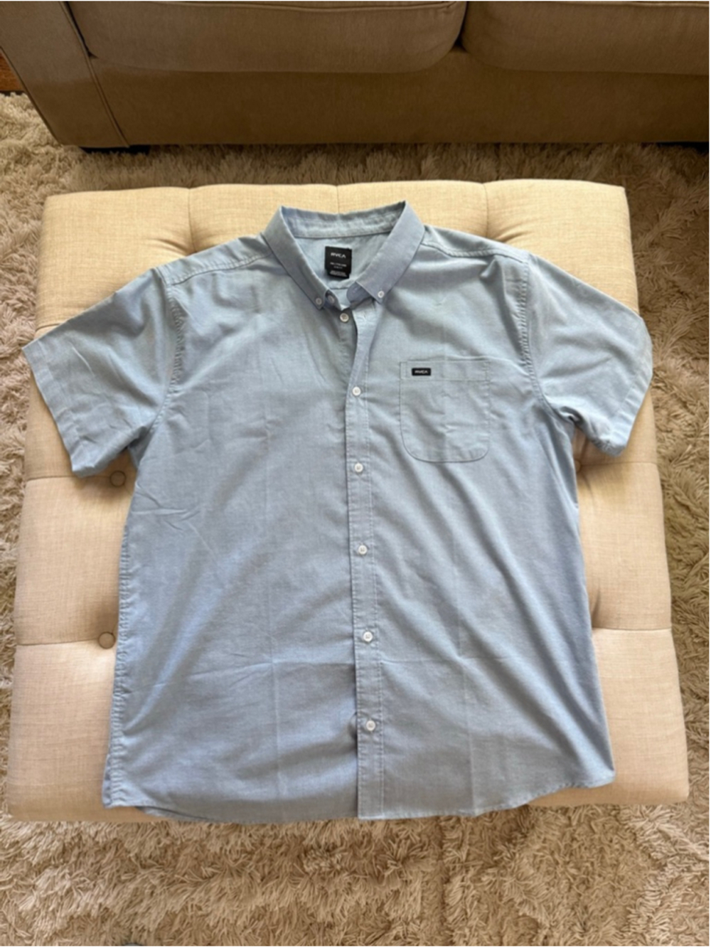 Men's RVCA Light Blue Casual Button Down Shirt XXL